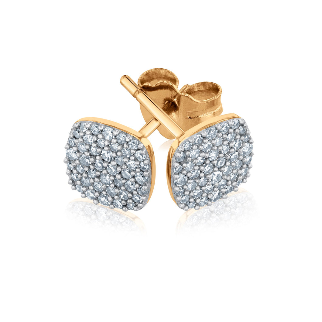 1/4ctw Diamond Yellow Gold Cushion Stud Earrings
