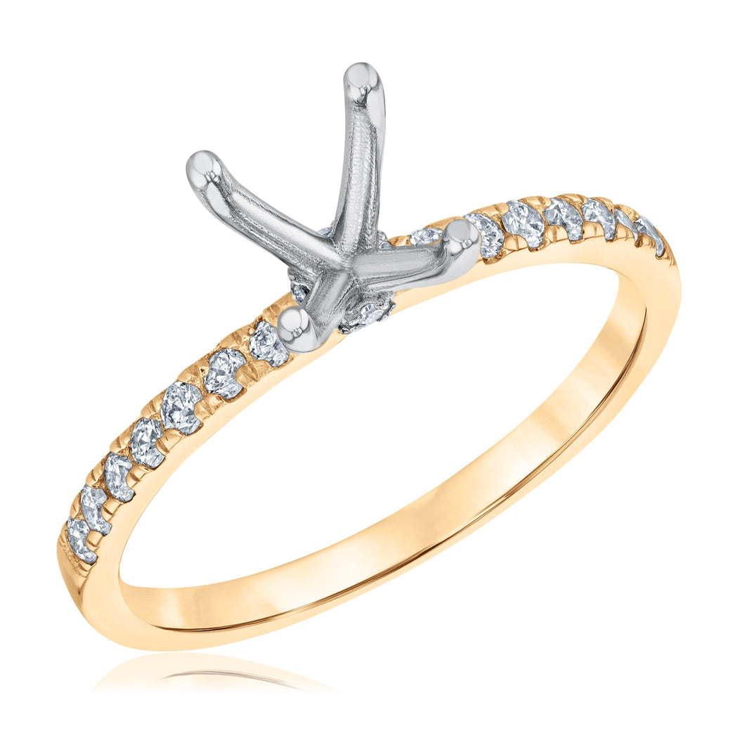 1/4ctw Diamond Yellow Gold Engagement Ring Setting - Size 5