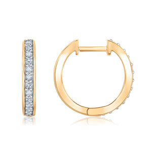 1/4ctw Diamond Yellow Gold Hoop Earrings