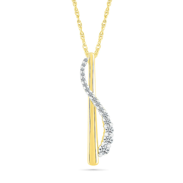 1/4ctw Diamond Yellow Gold Pendant Necklace