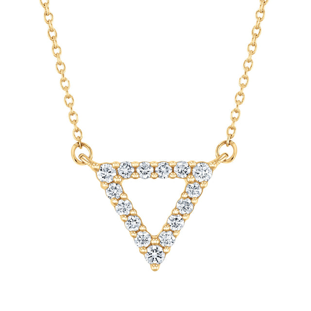 1/4ctw Lab Grown Diamond Triangle Yellow Gold Pendant Necklace
