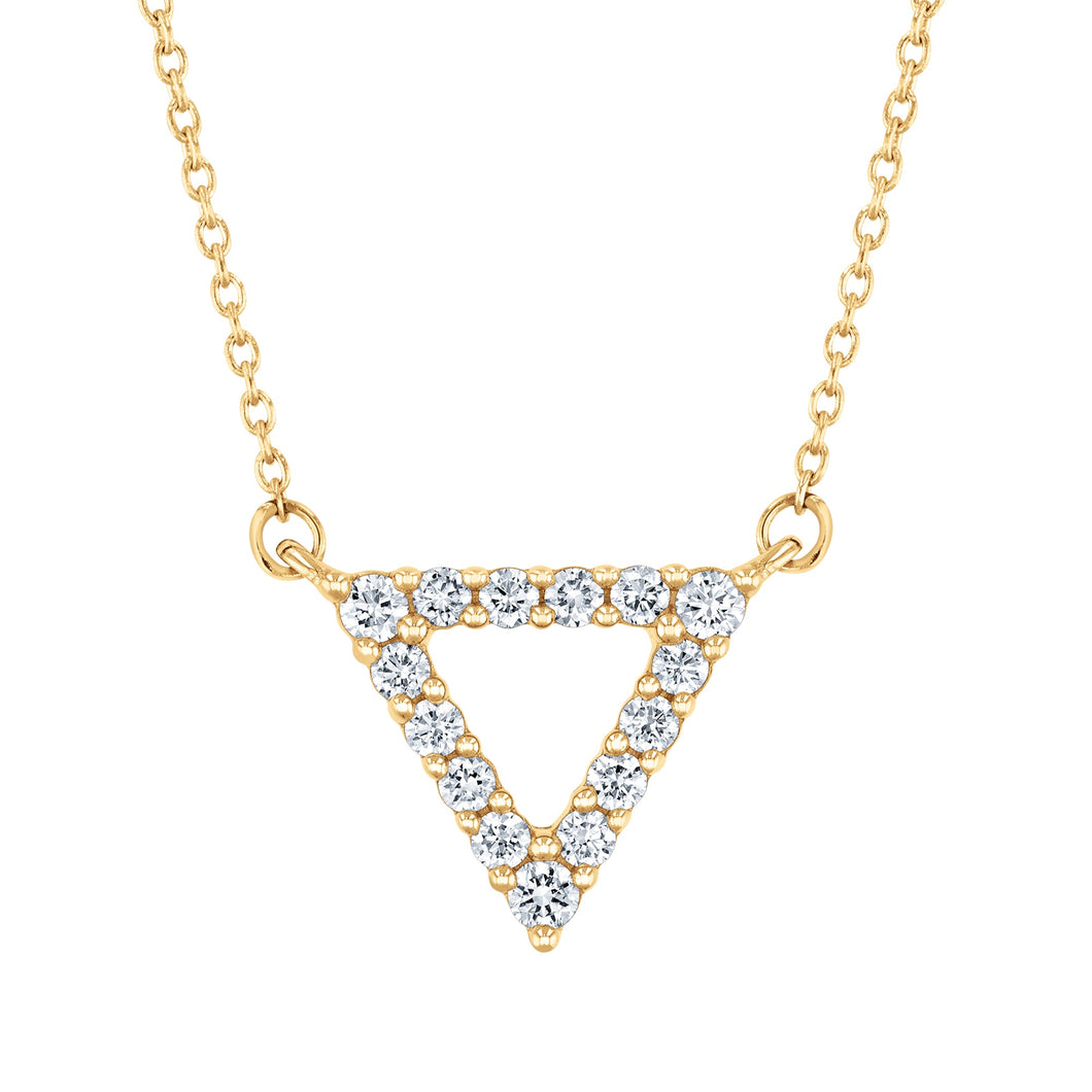 1/4ctw Lab Grown Diamond Triangle Yellow Gold Pendant Necklace