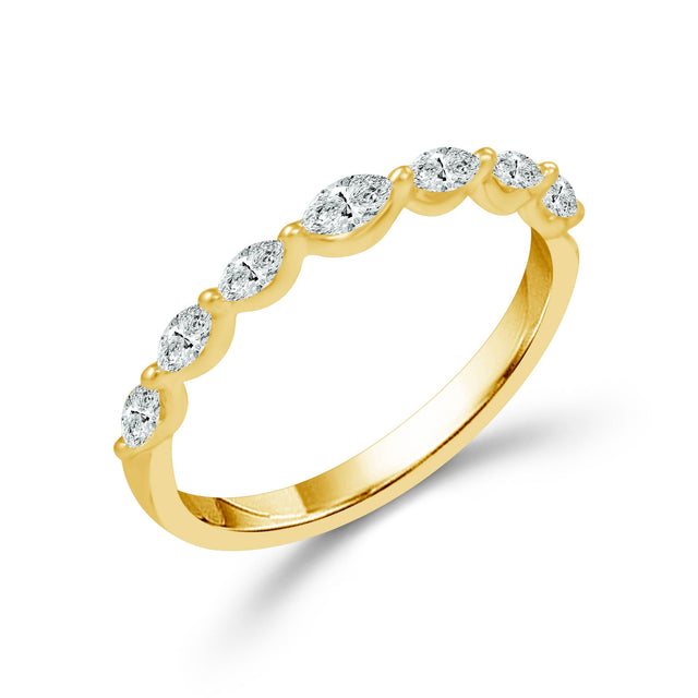 1/4ctw Marquise Diamond Yellow Gold Wedding Band | Size 5