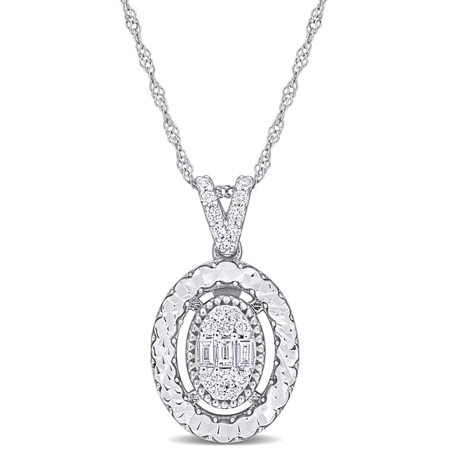 1/4ctw Multi-Shaped Diamond White Gold Pendant Necklace