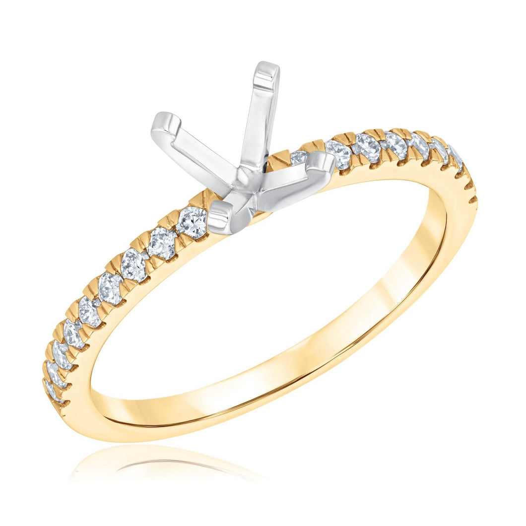 1/4ctw Round Diamond Accents Yellow Gold Engagement Ring Setting | Design Collection | Size 5