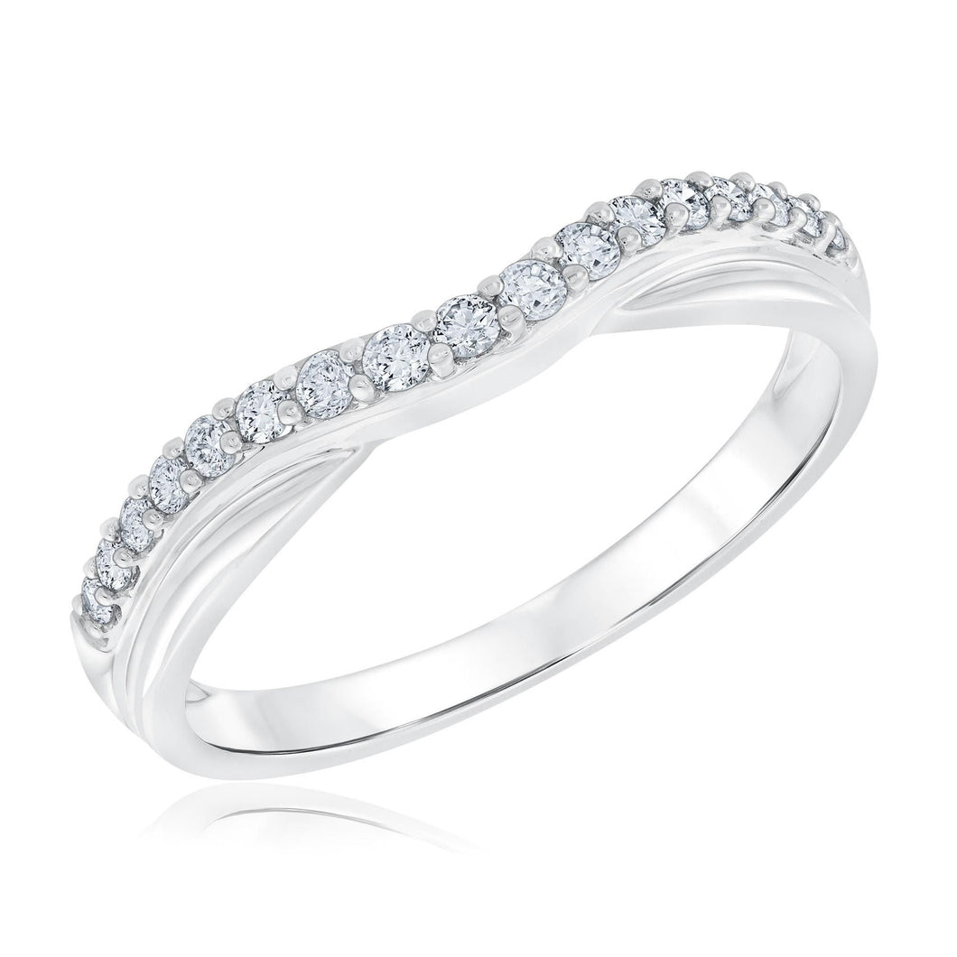 1/4ctw Round Diamond Curved White Gold Wedding Band | Embrace Collection