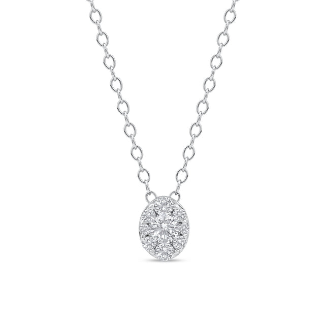 1/4ctw Round Diamond Halo White Gold Pendant Necklace