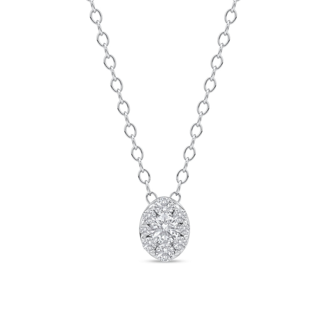 1/4ctw Round Diamond Halo White Gold Pendant Necklace