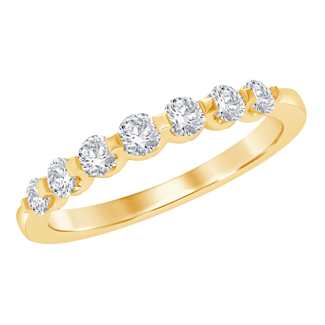 1/4ctw Round Diamond Shared Prong Yellow Gold Wedding Band | Embrace Collection | Size 7