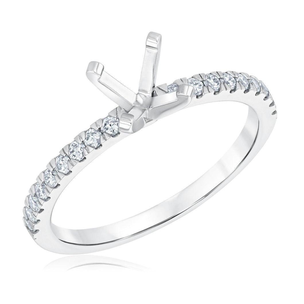 1/4ctw Round Diamond White Gold Engagement Ring Setting | Design Collection | Size 5.5