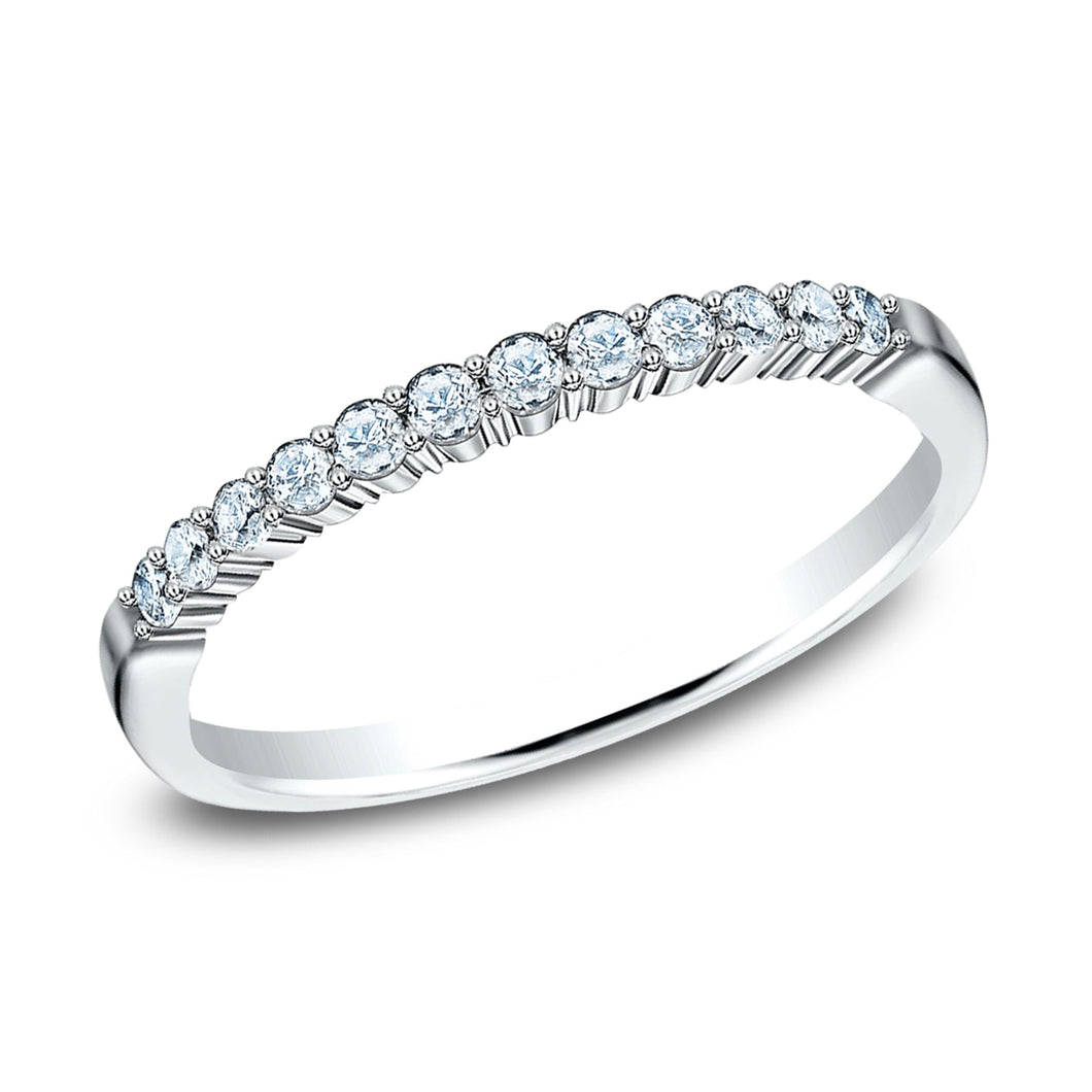 1/4ctw Round Diamond White Gold Wedding Band 2mm - Size 4