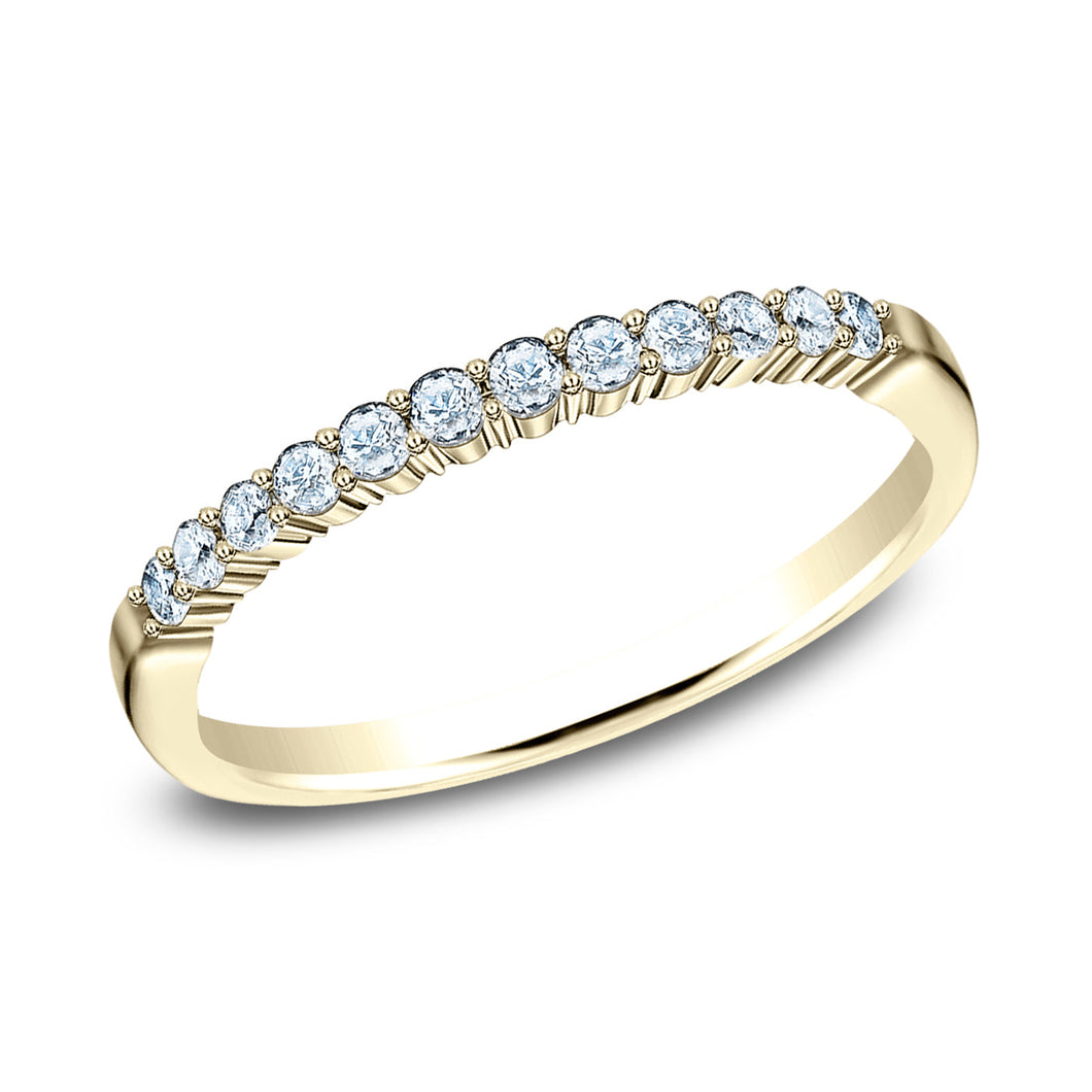 1/4ctw Round Diamond Yellow Gold Wedding Band 2mm - Size 4