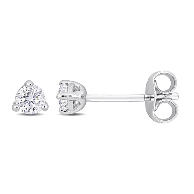 1/4ctw Round Solitaire Diamond Platinum Fashion Post Earrings