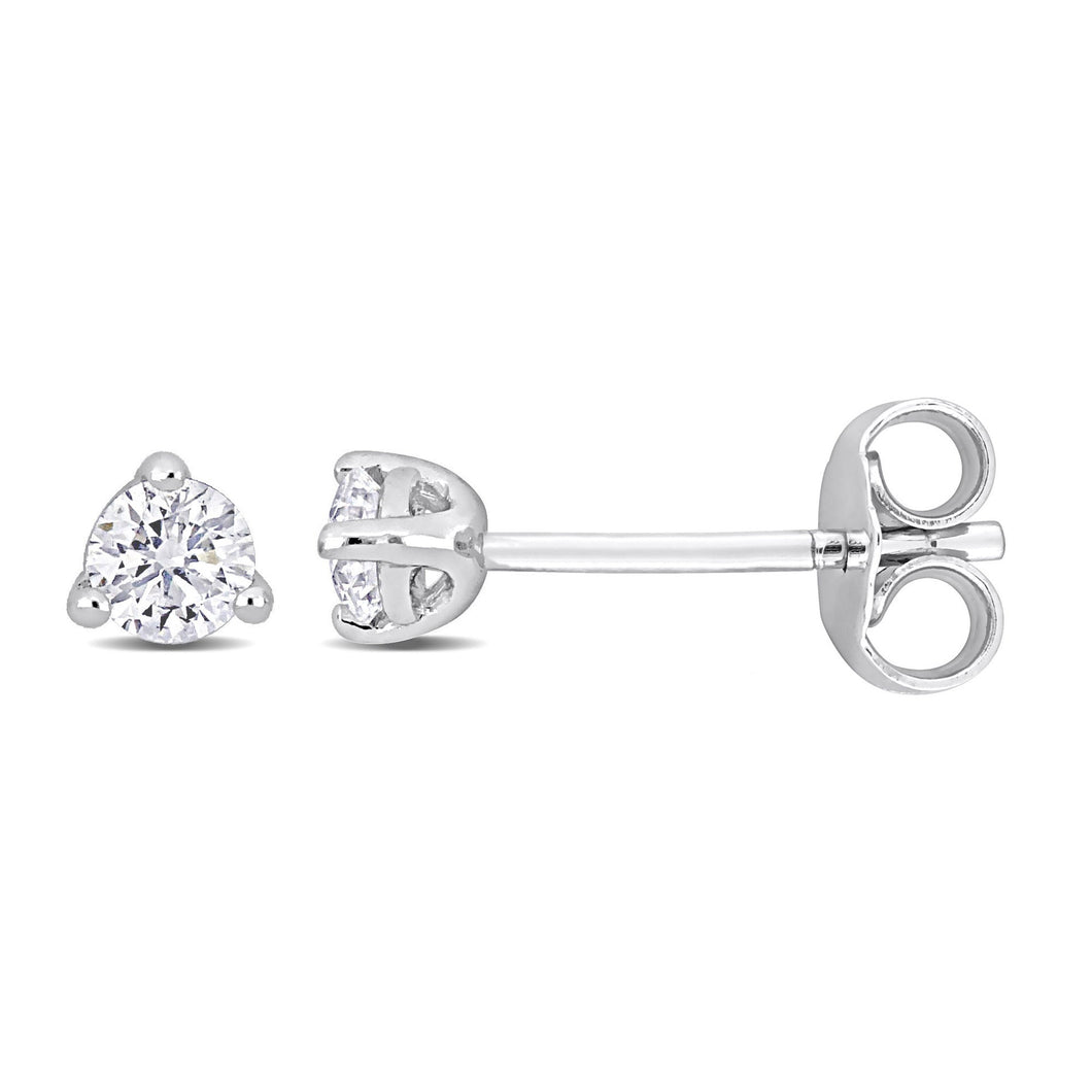 1/4ctw Round Solitaire Diamond Platinum Fashion Post Earrings