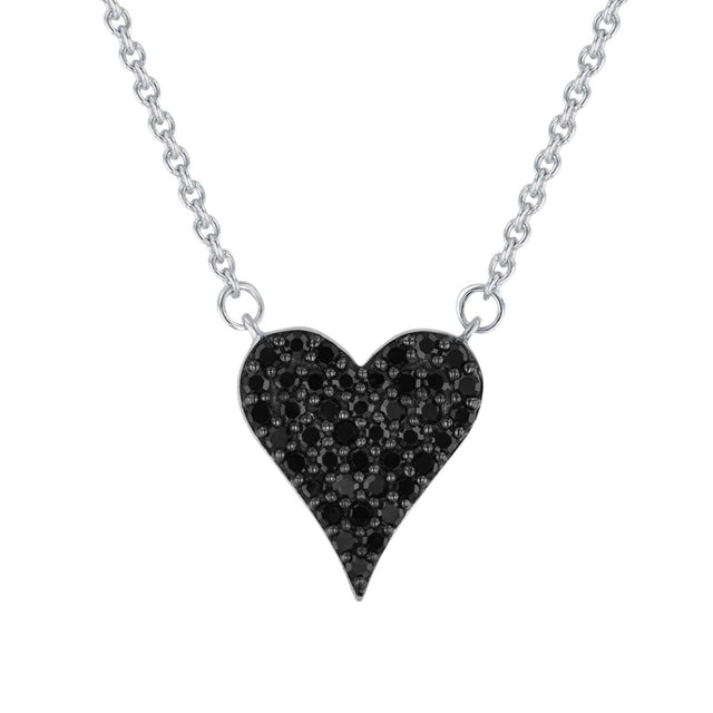 1/4ctw Treated Black Diamond Sterling Silver Heart Pendant Necklace