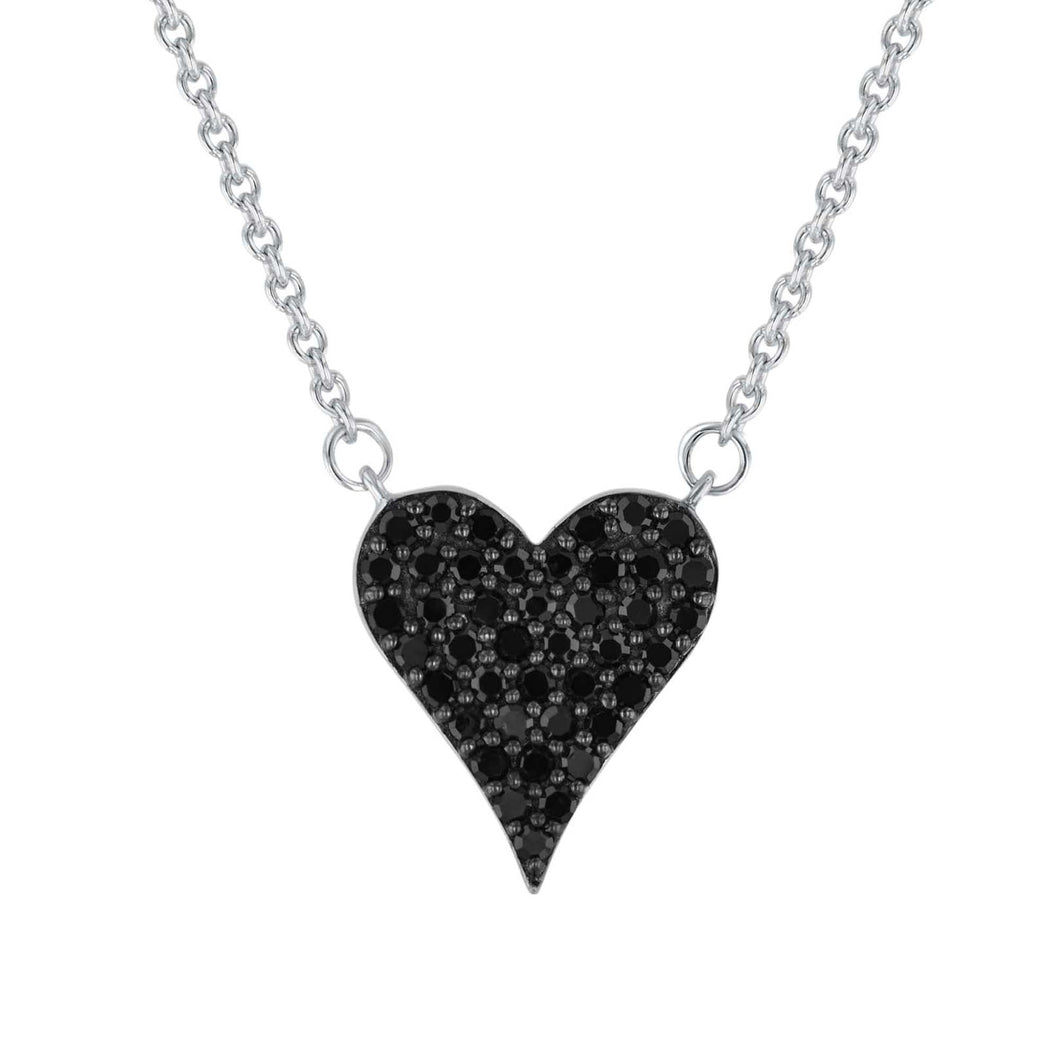 1/4ctw Treated Black Diamond Sterling Silver Heart Pendant Necklace