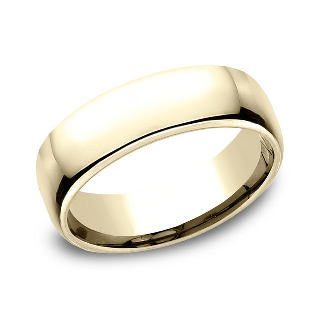 14k Yellow Gold 6.5mm European Comfort Fit Wedding Band - Size 4