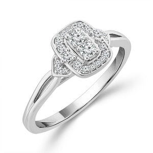 1/5ctw Cushion Diamond Frame White Gold Promise Ring - Size 7