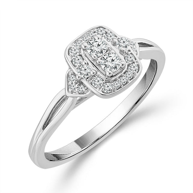 1/5ctw Cushion Diamond Frame White Gold Promise Ring - Size 7