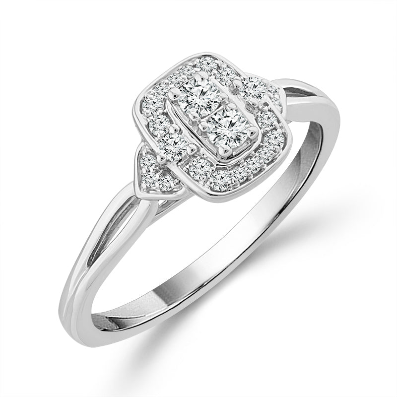 1/5ctw Cushion Diamond Frame White Gold Promise Ring - Size 7