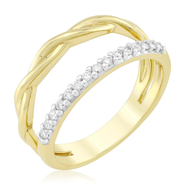 1/5ctw Diamond Asymmetrical Yellow Gold Ring Guard - Size 6