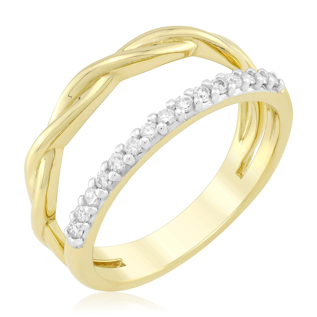 1/5ctw Diamond Asymmetrical Yellow Gold Ring Guard - Size 6