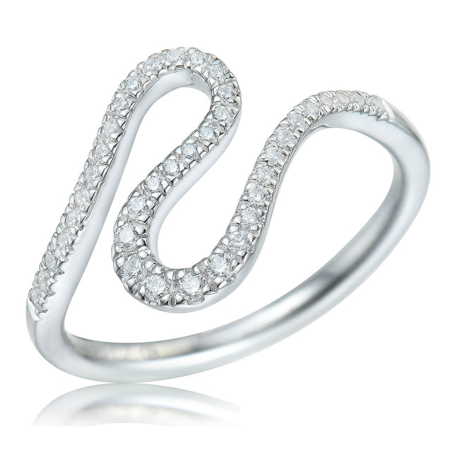 1/5ctw Diamond Curved Lines White Gold Fashion Ring | Size 5