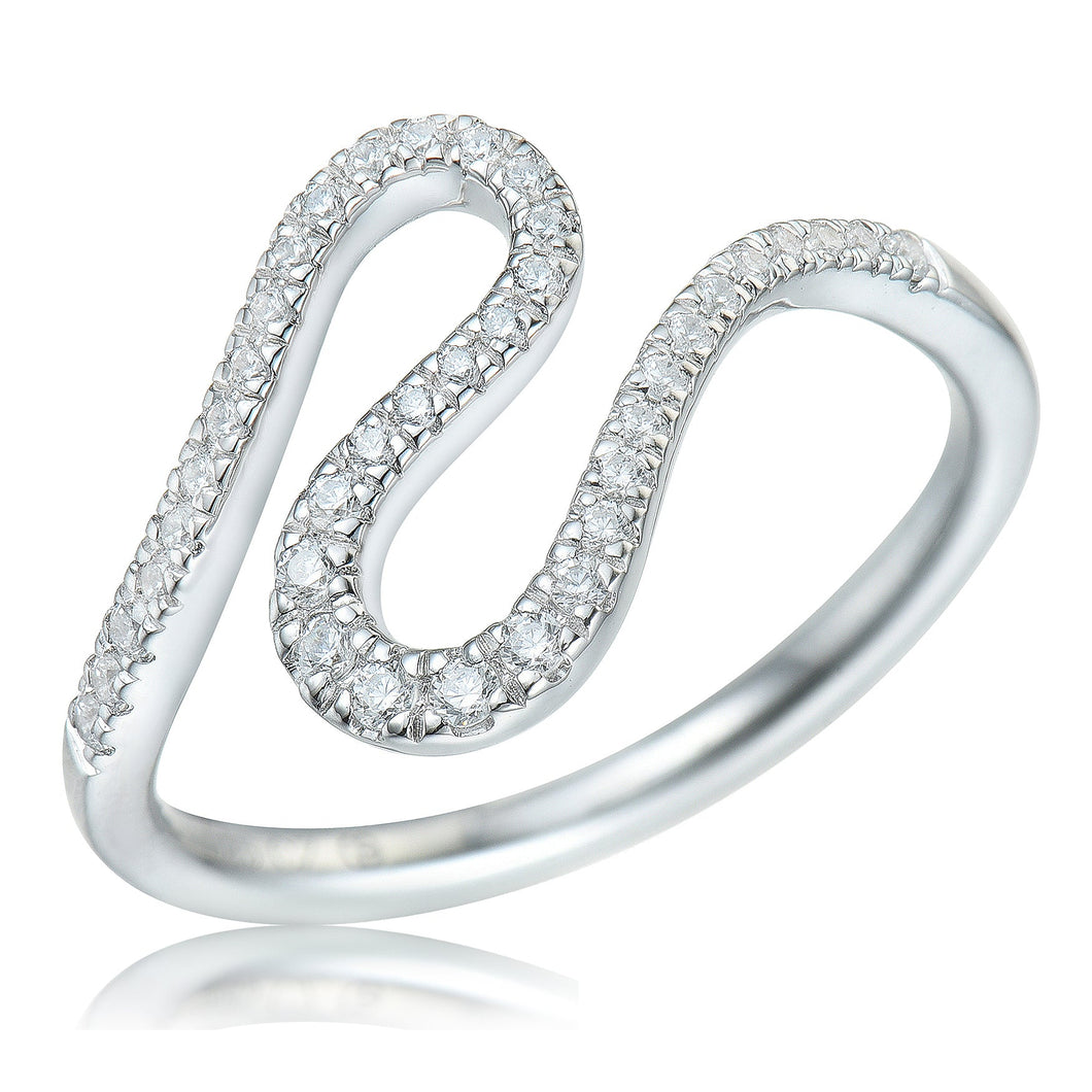 1/5ctw Diamond Curved Lines White Gold Fashion Ring | Size 5