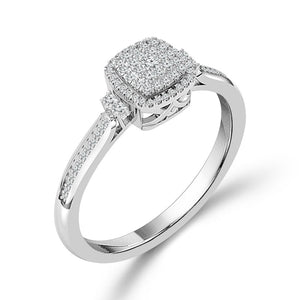 1/5ctw Diamond Cushion Frame Sterling Silver Promise Ring - Size 6.5