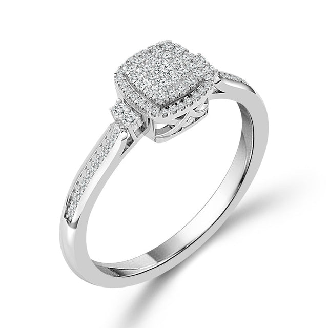 1/5ctw Diamond Cushion Frame Sterling Silver Promise Ring - Size 6.5