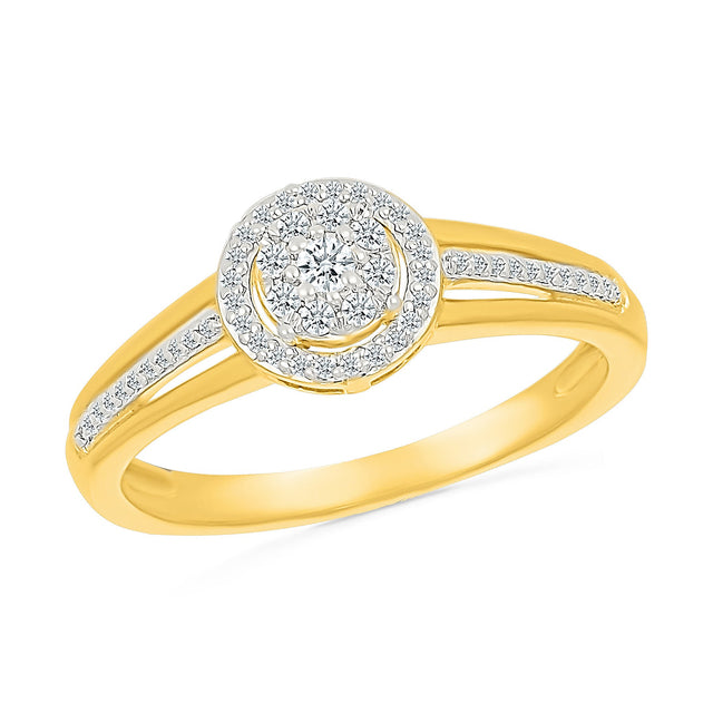 1/5ctw Diamond Double Halo Yellow Gold Promise Ring - Size 4.5