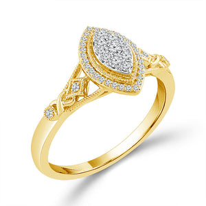 1/5ctw Diamond Marquise Cluster Yellow Gold Promise Ring - Size 7