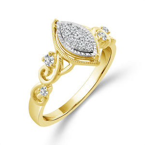 1/5ctw Diamond Marquise Cluster Yellow Gold Promise Ring - Size 7