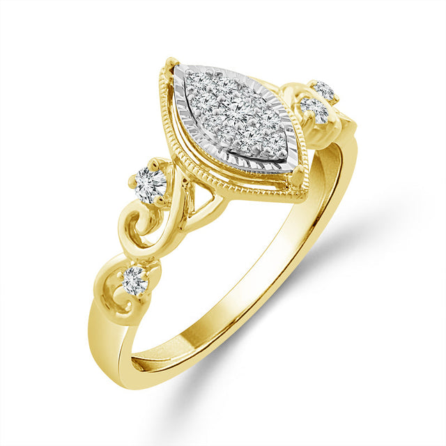 1/5ctw Diamond Marquise Cluster Yellow Gold Promise Ring - Size 7