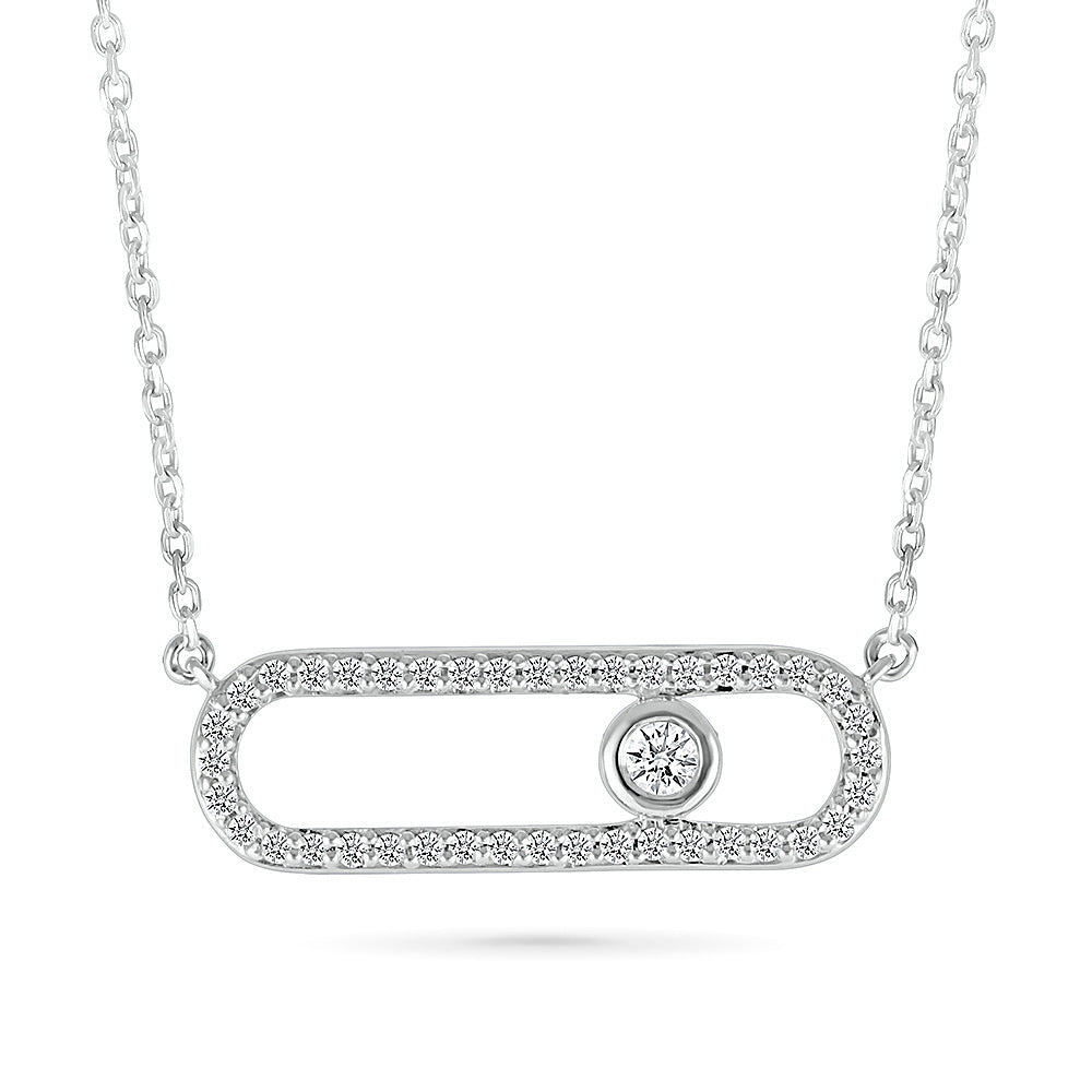 1/5ctw Diamond Paperclip White Gold Necklace