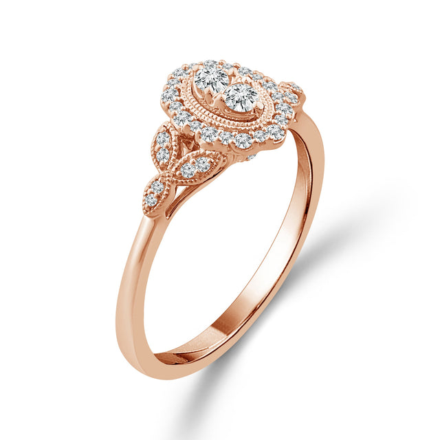 1/5ctw Diamond Scalloped Halo Rose Gold Promise Ring - Size 7