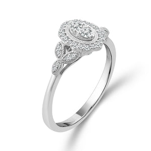 1/5ctw Diamond Scalloped Halo White Gold Promise Ring - Size 7