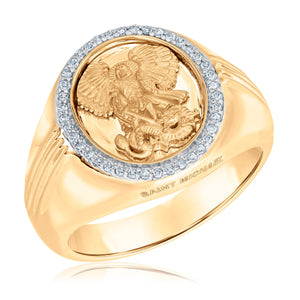 1/5ctw Diamond St. Michael Yellow Gold Ring - Men's