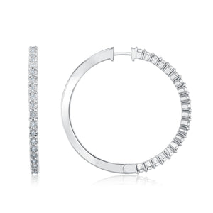 1/5ctw Diamond Sterling Silver Hoop Earrings 30mm