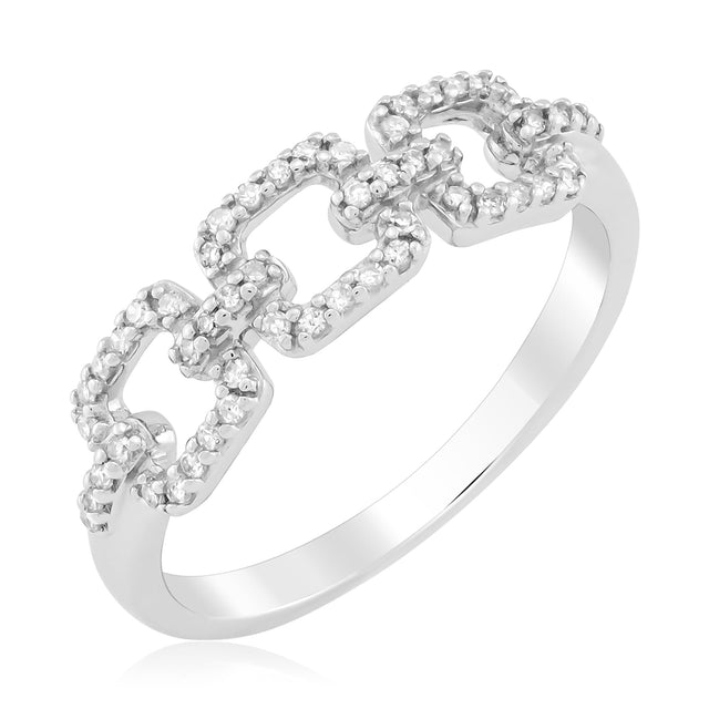 1/5ctw Diamond Sterling Silver Link Band Ring - Size 8