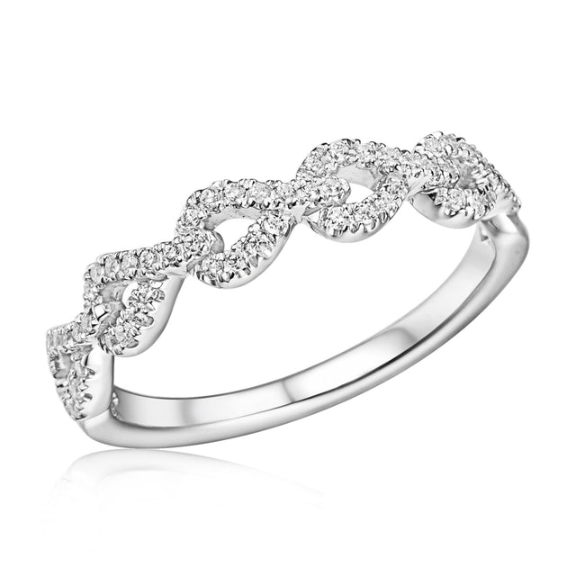 1/5ctw Diamond Teardrop Link White Gold Ring - Size 6