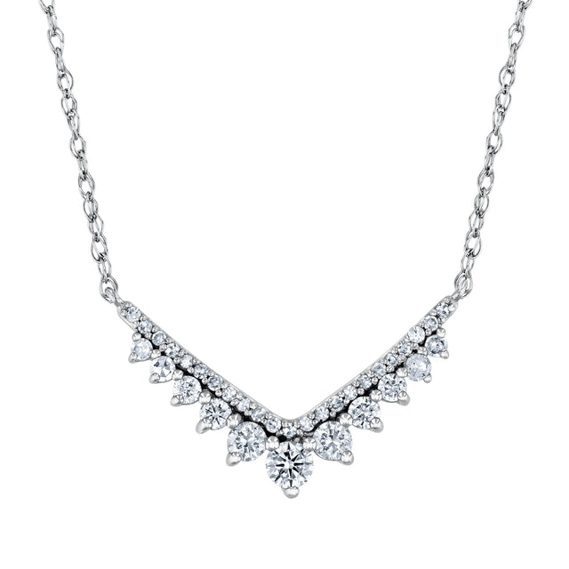 1/5ctw Diamond White Gold Chevron Bar Necklace