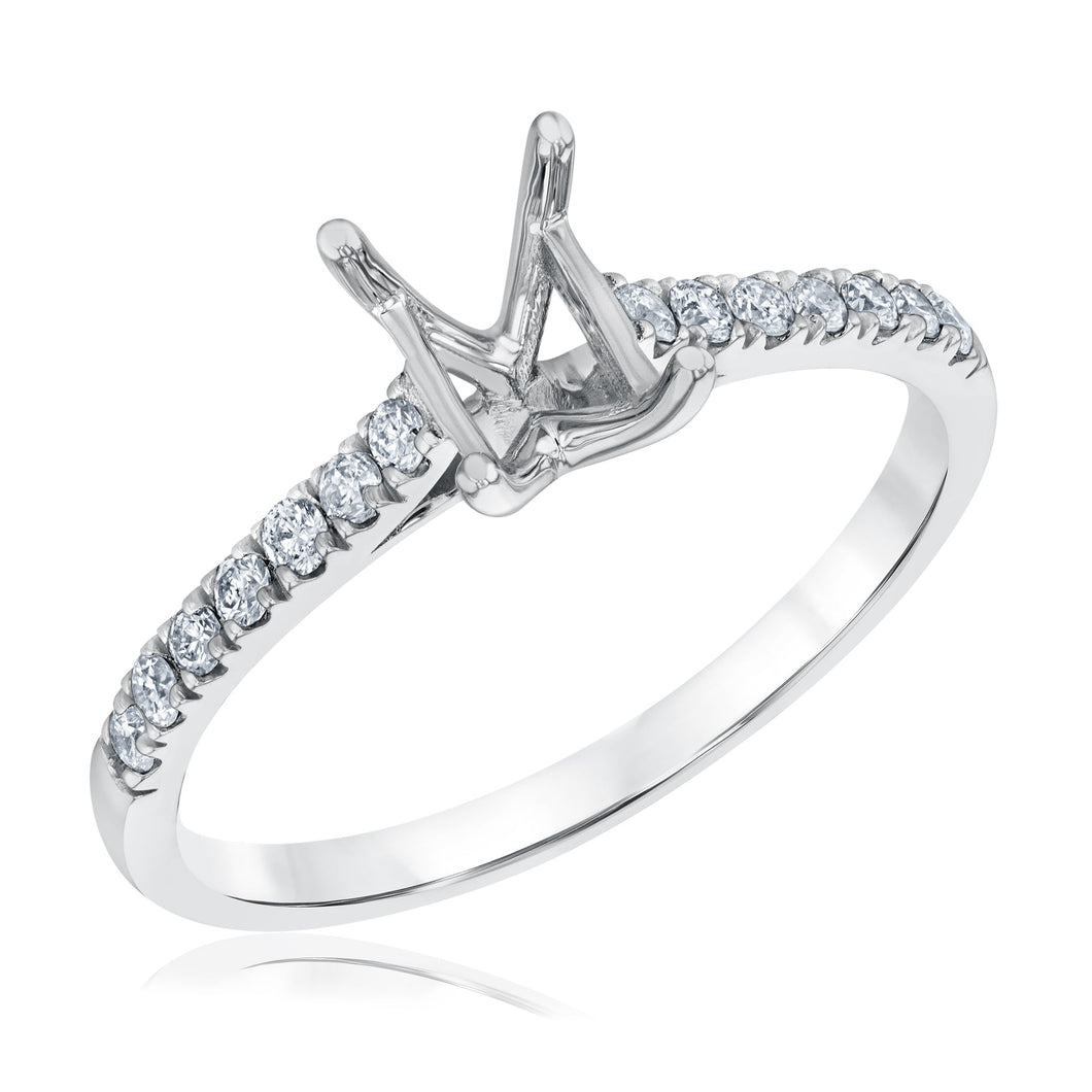 1/5ctw Diamond White Gold Engagement Ring Setting - Size 8.5