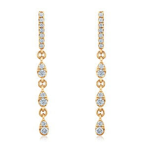 1/5ctw Diamond Yellow Gold Linear Drop Earrings