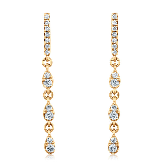 1/5ctw Diamond Yellow Gold Linear Drop Earrings