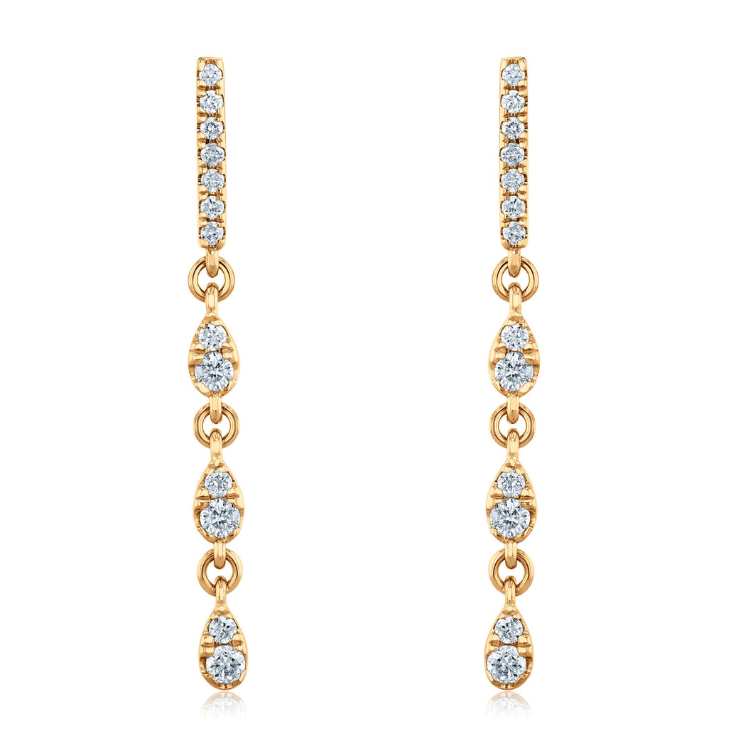 1/5ctw Diamond Yellow Gold Linear Drop Earrings