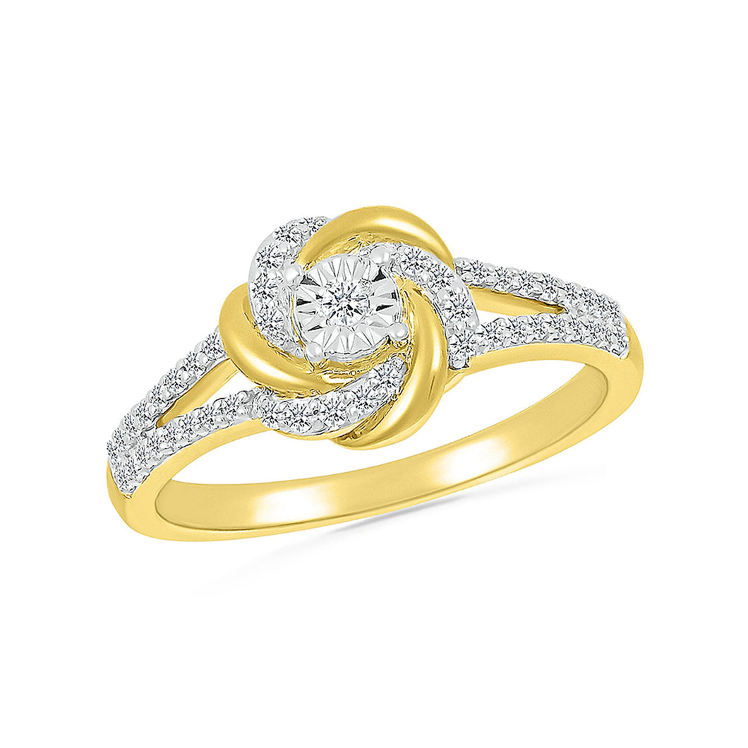 1/5ctw Diamond Yellow Gold Spiral Ring | Size 5.5