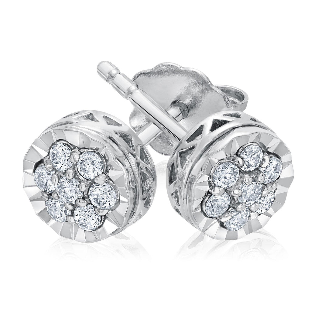 1/5ctw Round Diamond Cluster Stud Earrings