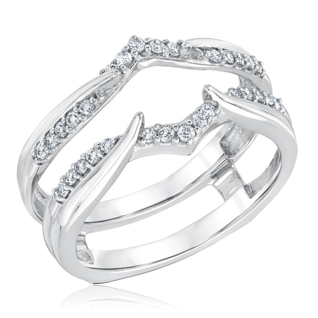 1/5ctw Round Diamond Four Point White Gold Ring Guard | Embrace Collection