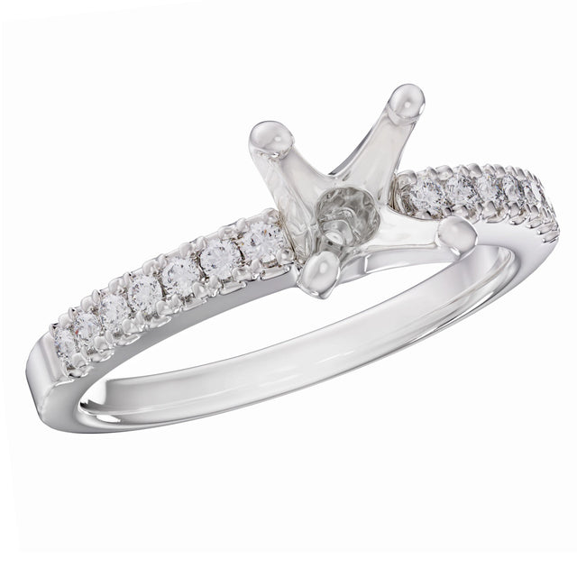 1/5ctw Round Diamond White Gold Engagement Ring Setting - Design Collection - Size 5.5